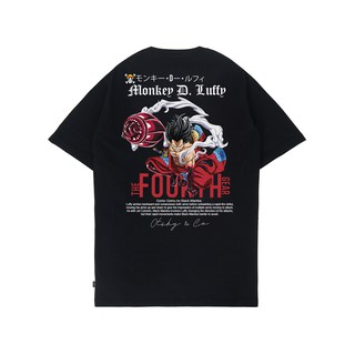 เสื้อยืดโอเวอร์ไซส์เสื้อยืด พิมพ์ลายอนิเมะ One Piece Monkey DLuffy สีดํา X UD8029-5CS-3XL