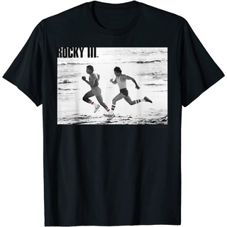 ROUND คอลูกเรือเสื้อยืด ผ้าฝ้าย พิมพ์ลายโปสเตอร์ Rocky 3 Apollo Creed Rocky On the Beach สําหรับผู้ชาย-4XL