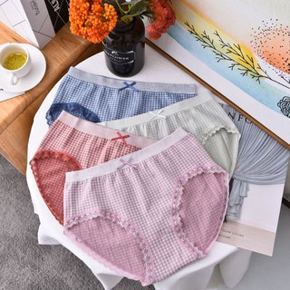 กางเกงในผู้หญิง ลายตาราง ลูกไม้ กระชับ ใส่สบาย สีสวย women underwear grid pattern