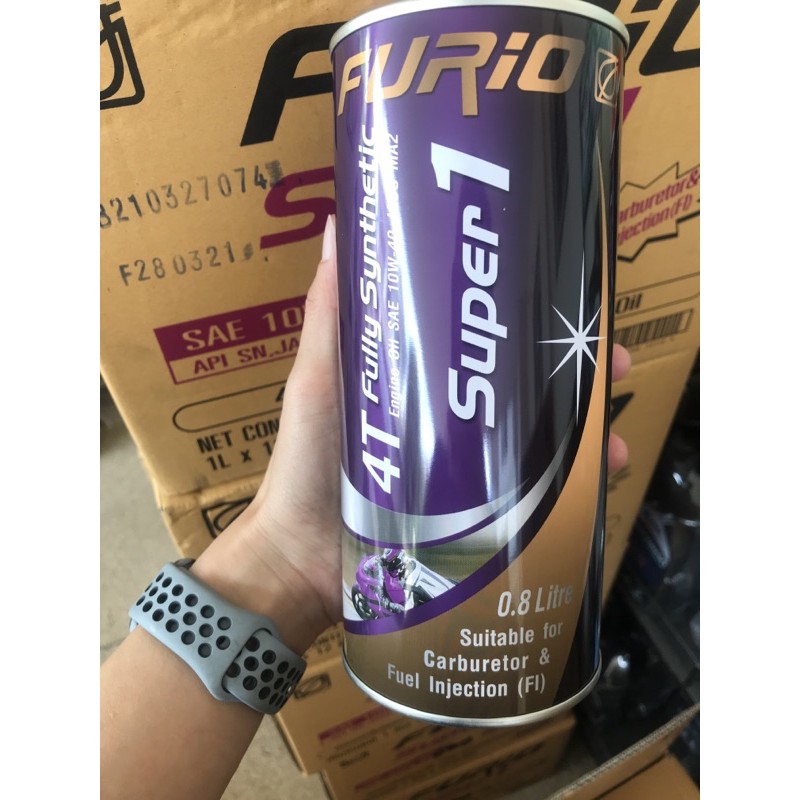 ภาพหน้าปกสินค้าน้ำมันเครื่องรถจักรยานยนต์ Furio 4T fully synthetic Super 1 สังเคราะห์ 100% SAE 10w/40 JASO MA2 ขนาด 0.8 ลิตร