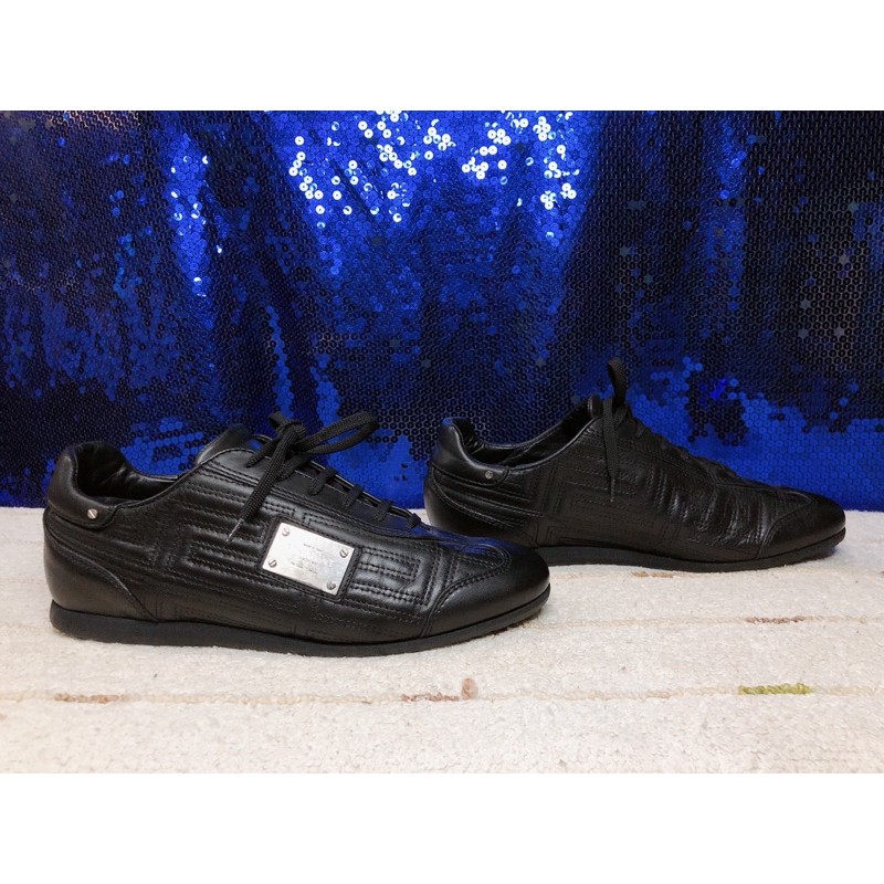 gianni-versace-black-leather-shoes-men-s-แท้