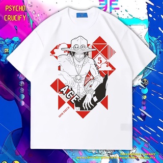 เสื้อยืด ขนาดใหญ่ พิมพ์ลาย Psycho Crucify Portgas D Ace | หินล้างทําความสะอาด | เสื้อเชิ้ต One Piece | เสื้อยืด ขนาดใหญ่