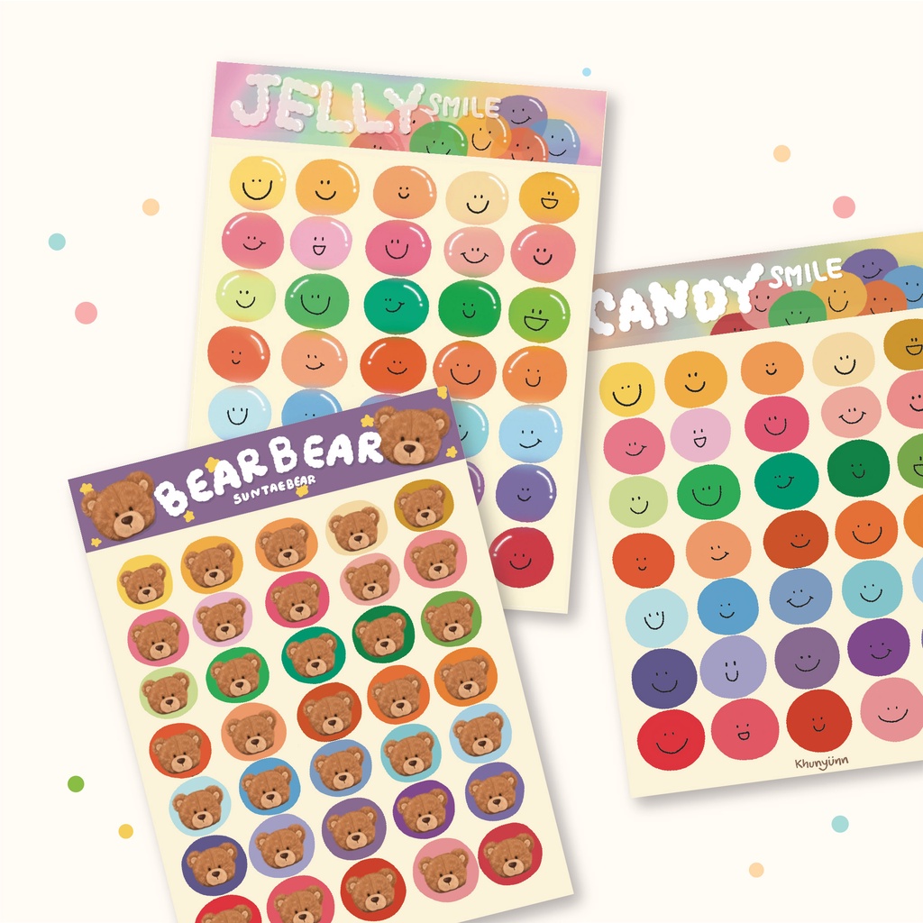Mini Sticker A7 | Candy smile | สติ๊กเกอร์ตกแต่ง pvc ไดคัทกันน้ำ ไม่มี ...