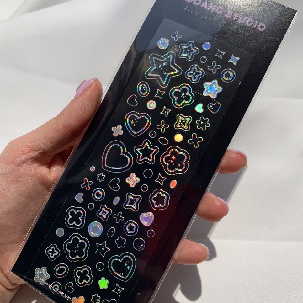 [SOOANG STUDIO] Double lined holo/Korean CUTE holographic Stickers ...