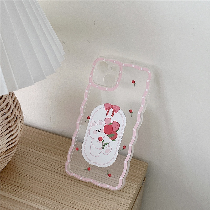 เคสโทรศัพท์มือถือ-ลายกระต่าย-ดอกไม้-สําหรับ-for-iphone-13promax-12-xs-xr-6plus-14