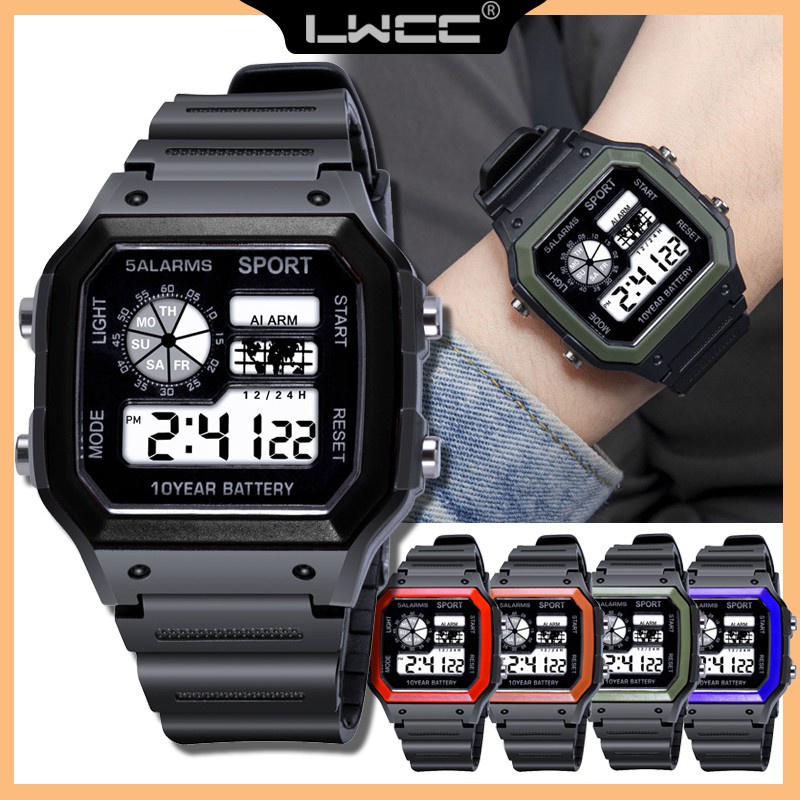 มุมมองเพิ่มเติมของสินค้า LWCC นาฬิกาข้อมืออิเล็กทรอนิกส์ LED กันน้ำ สำหรับผู้ชายและผู้หญิง