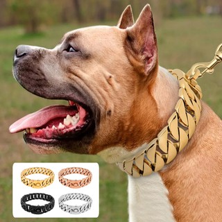 Luxury Dog Chain Collar Large Dogs Pet Show Chain Stainless Steel Heavy Duty Gold Silver Black Rose Gold