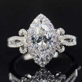 เครื่องประดับผู้หญิงแหวนแต่งงานอินเทรนด์ฝังหินคุณภาพสูงสีเงิน