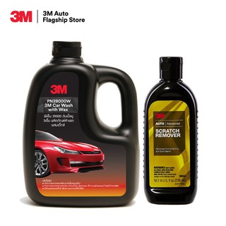 สินค้า 3M แชมพูล้างรถ ชนิดผสมแวกซ์  ขนาด 1000มล. PN39000W + 3M น้ำยาลบรอยขนแมว เพิ่มความเงา PN39044