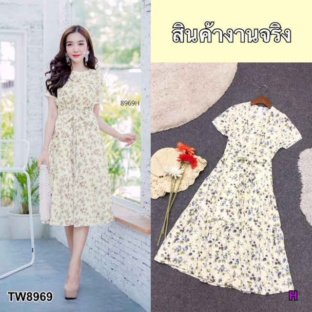 lt-tw8969-gt-maxi-dress-เดรสยาวแขนสั้น-คอกับปลายแขนแต่งลายลูกไม้