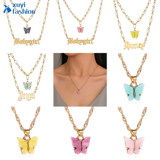 ภาพหน้าปกสินค้าLetter Butterfly Fashion Necklace Gold Chain Angel Babygirl Choker Women Accessories Gift ที่เกี่ยวข้อง