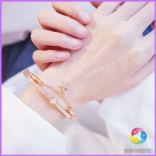 Eos Center สร้อยข้อมือชุบเงิน ประดับเพชรรูปดาว กำไลข้อมือ เครื่องประดับข้อมือแฟชั่น Bracelet