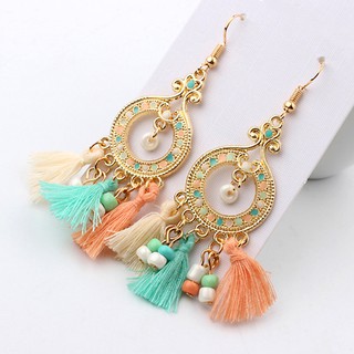 เครื่องประดับสตรีวินเทจ boho tassels drop ตะขอห้อย eardrop