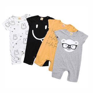 สินค้า [มีสินค้า] แขนสั้น เสื้อผ้าเด็กอ่อน รอมเปอร์เด็ก ชุดเด็กแรกเกิด Newborn Baby Boy Cartoon Short Sleeve Romper Popular Pajamas Cotton Jumpsuit 3-36months