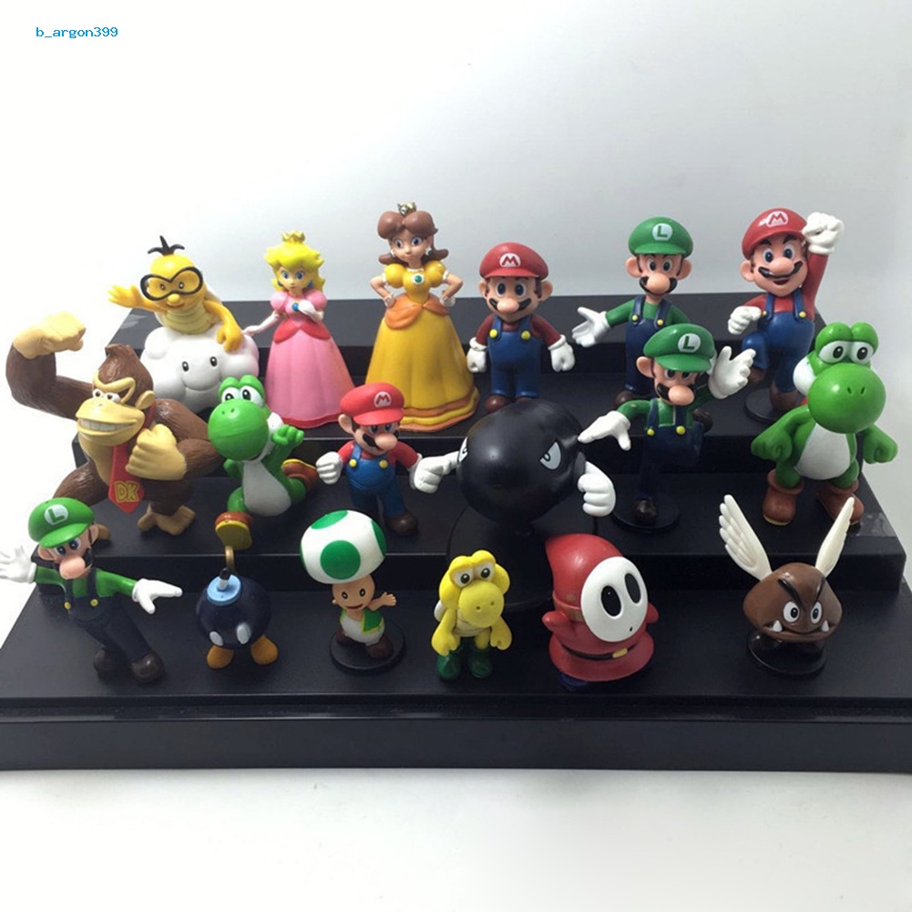 [NE] 18Pcs/Set Mini Super Mario Bros Luigi PVC Doll Toy Gifts Figures ...