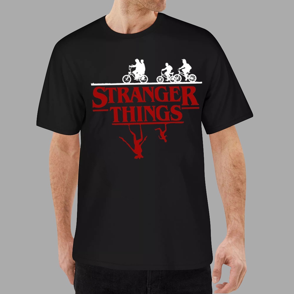 คอตต้อนคอกลมcolorcoral-เสื้อยืดลําลอง-แขนสั้น-พิมพ์ลาย-stranger-things-แฟชั่นสําหรับเด็กผู้ชาย-ผู้หญิง