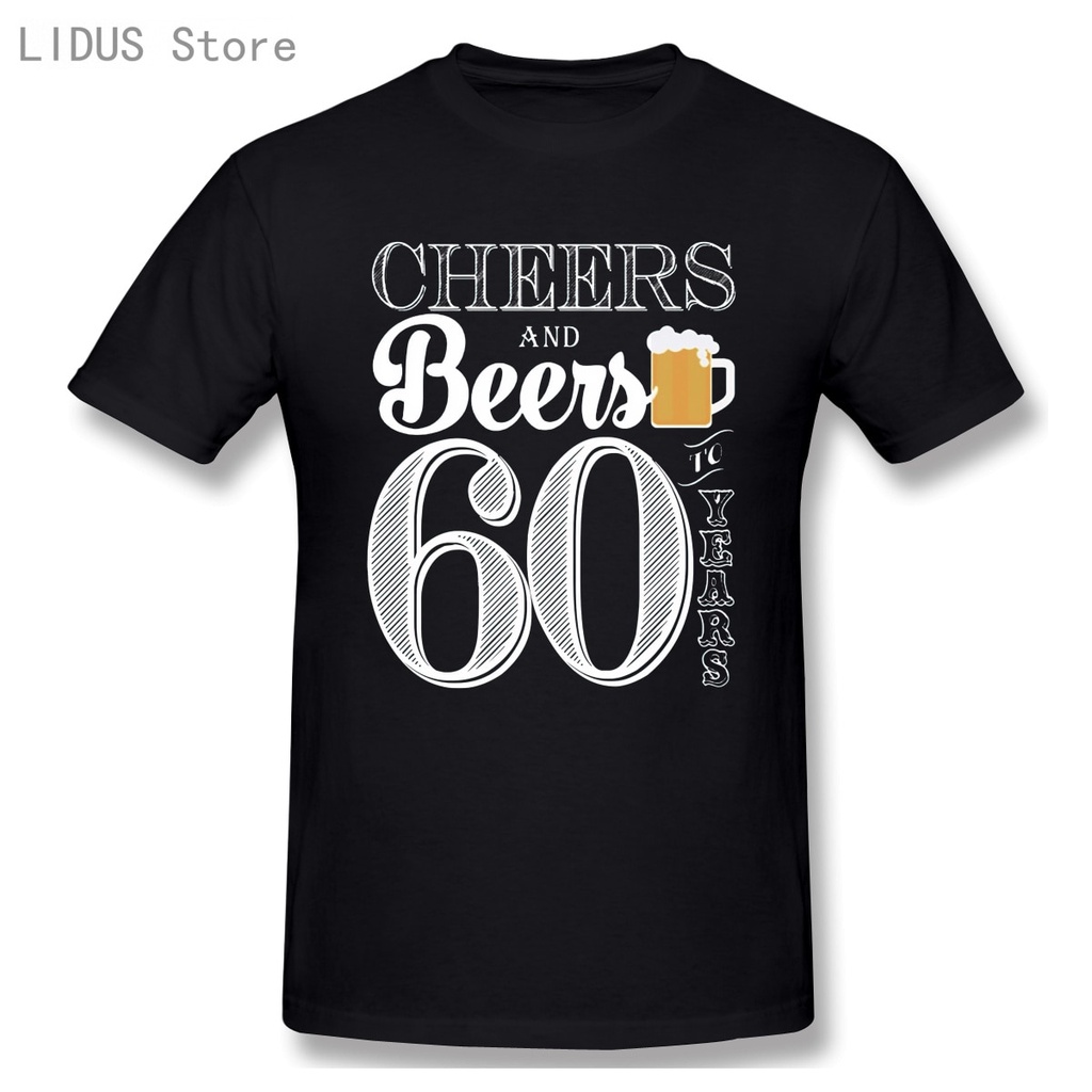 เสื้อยืดคอกลม-แขนสั้น-ผ้าฝ้าย-พิมพ์ลาย-cheers-and-beers-to-60-years-60th-birthday-1960-พลัสไซซ์-สําหรับผู้ชาย
