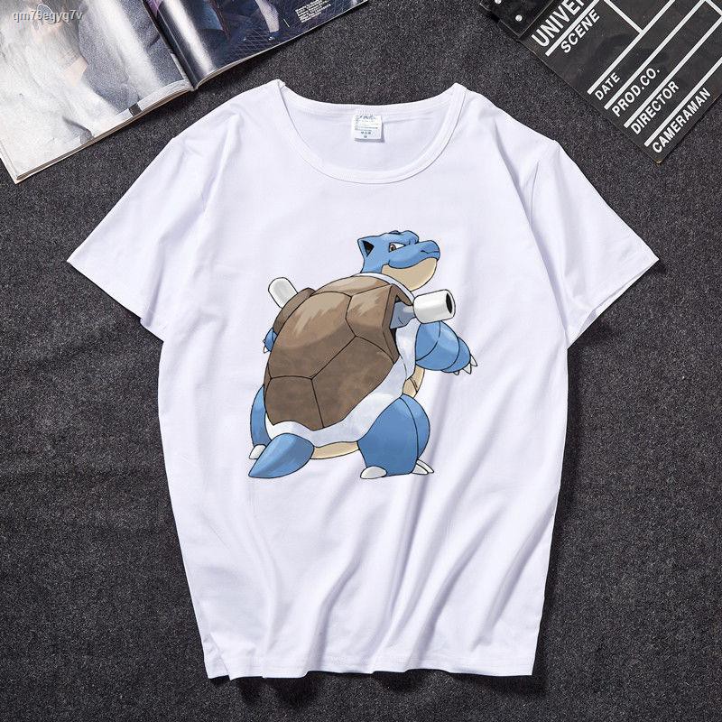 เสื้อยืดผ้าฝ้ายพิมพ์ลายขายดี-anime-t-shirt-โปเกมอน-เสื้อยืดแขนสั้น-pokemon-pok-mon-jenny-turtle-little-fire-dragon-เสื้