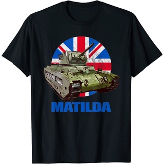 เสื้อยืดลําลอง ผ้าฝ้าย 100% แขนสั้น คอกลม พิมพ์ลาย British Tank WW2 Infantry Matilda สําหรับผู้ชาย