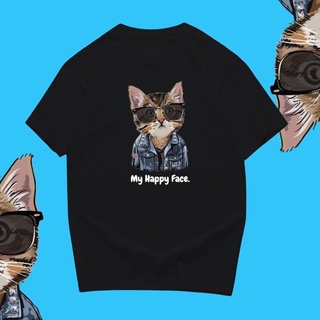 【hot sale】เสื้อยืด สกรีน ลาย น้องแมว happy face พร้อมส่ง🔥