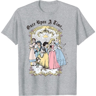 เสื้อยืดcalandfashion♛✲✻Disney Princess Once Upon A Time Vintage Cartoon T-Shirt Trendy fashion Mens T-shirt Adult Yout