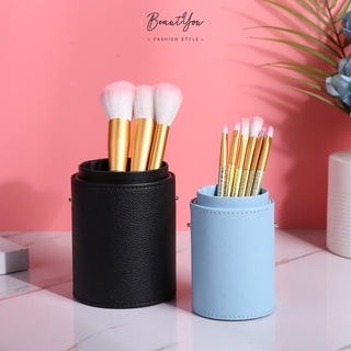 Beauty-COD Simple PU Leather Makeup Brush Holder Case Travel Cosmetic Pens Storage Box Cup