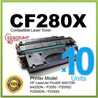 Discount4U .**PACK10** สินค้าเทียบเท่า Toner cf280x/cf280/280X/280X/80X/80 For HP LaserJet Pro 400 M401d/M401dn/M425dn