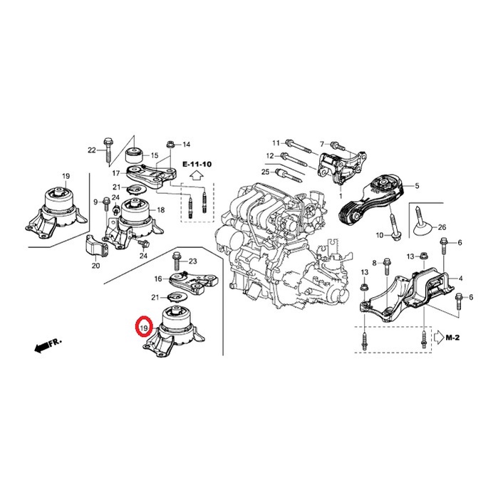 nisto-นิสโต้-ยางแท่นเครื่อง-ยางแท่นเกียร์-ฮอนด้า-honda-hr-v-2014-2019-1-8l-เกียร์ออโต้-at