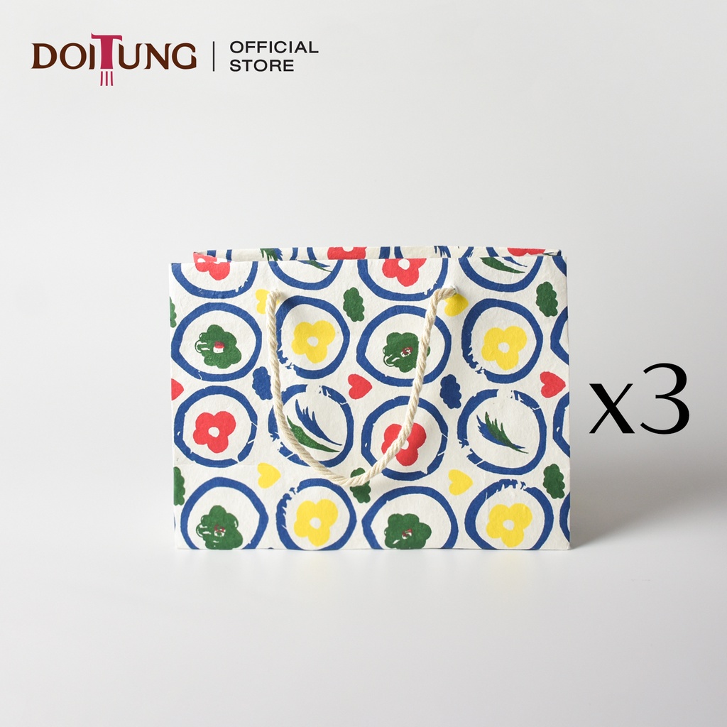 doitung-ถุงกระดาษสาสกรีน-bloom-4-color-3-ชิ้น-18x25x10