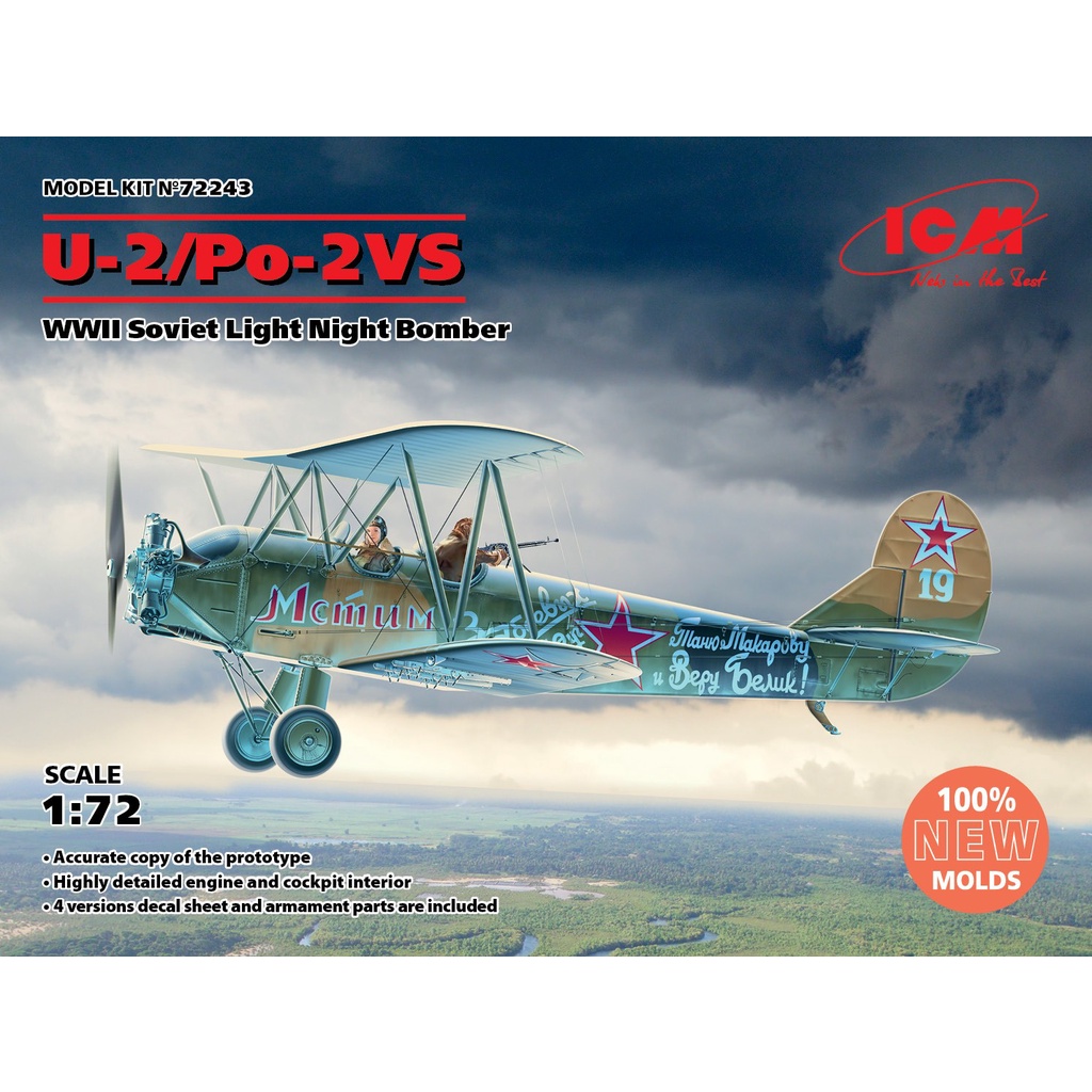 โมเดลประกอบ-icm-model-1-72-icm72243-u-2-po-2vs-wwii-soviet-light-night-bomber-100-new-molds