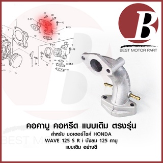 คอคาร์บู คอหรีด สำหรับมอเตอร์ไซค์ HONDA รุ่น WAVE 125 S R i บังลม เวฟ 125 หัวเถิก หัวแหลม คาบู เดิม ตรงรุ่น