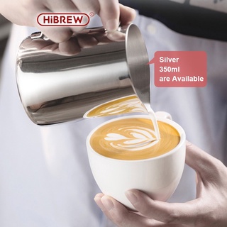 Hibrew เหยือกตีฟองนม, 350ml พิชเชอร์ สแตนเลส Stainless Milk Pitcher สีเงิน