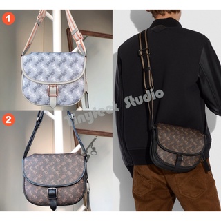 Coach C5383 Hitch Crossbody with Horse And Carriage Print Women Men Sling Saddle Bag . กระเป๋า