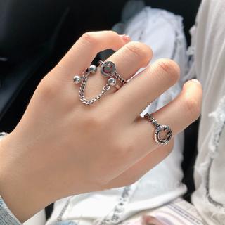 แหวนแฟชั่น แบบเปิดนิ้วมือ ลายหน้ายิ้ม สไตล์เกาหลี