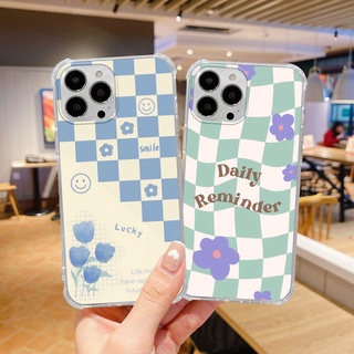 เคสโทรศัพท์มือถือแบบนิ่ม TPU ลายหมากรุก มัทฉะ สีเขียว สําหรับ iPhone 14 13 12 11 Promax 14Plus mini X XS XR XSMAX 6 6s 5 5S 6plus 6splus 7 8 SE2020 7plus 8Plus QMF