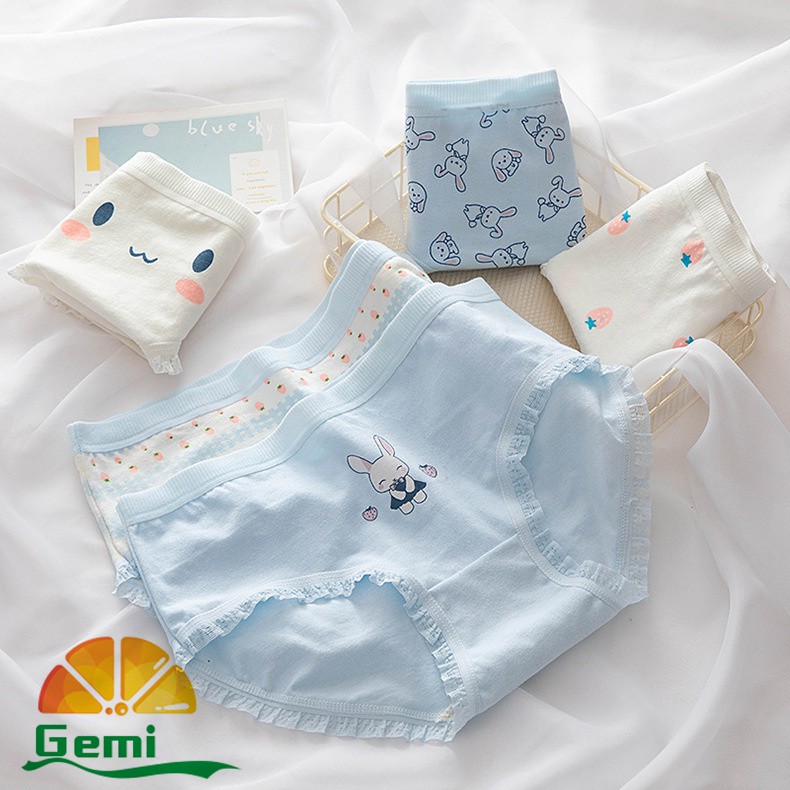 ภาพหน้าปกสินค้าGemi Gemi Gemi  g-014 กางเกงใน 4.4 ลายน้องกระต่ายและเพื่อนๆของเค้า สุดน่ารัก ผ้าฝ้าย สไตล์ญี่ปุ่น เอวต่ำ พร้อมส่ง