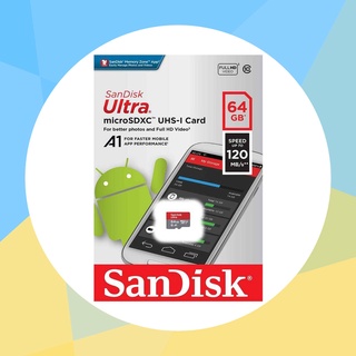 เมมโมรี่การ์ด Micro SD 64GB Class10 SanDisk ULTRA (120 MB/s.) ของแท้