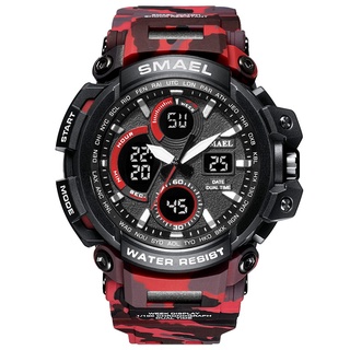 SMAEL Sport Watch for Men New Dual Time Display Male Clock Waterproof Shock Resistant Wristwatch Digital 1708 Military W