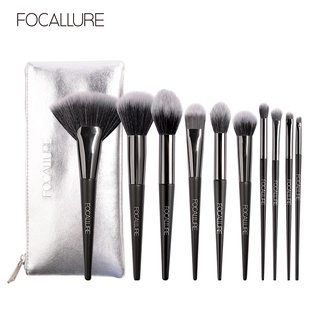 FOCALLURE ชุดแปรงแต่งหน้า ระดับมืออาชีพ ใช้งานได้หลากหลาย อุปกรณ์แต่งหน้า 10 ชิ้น/ชุด