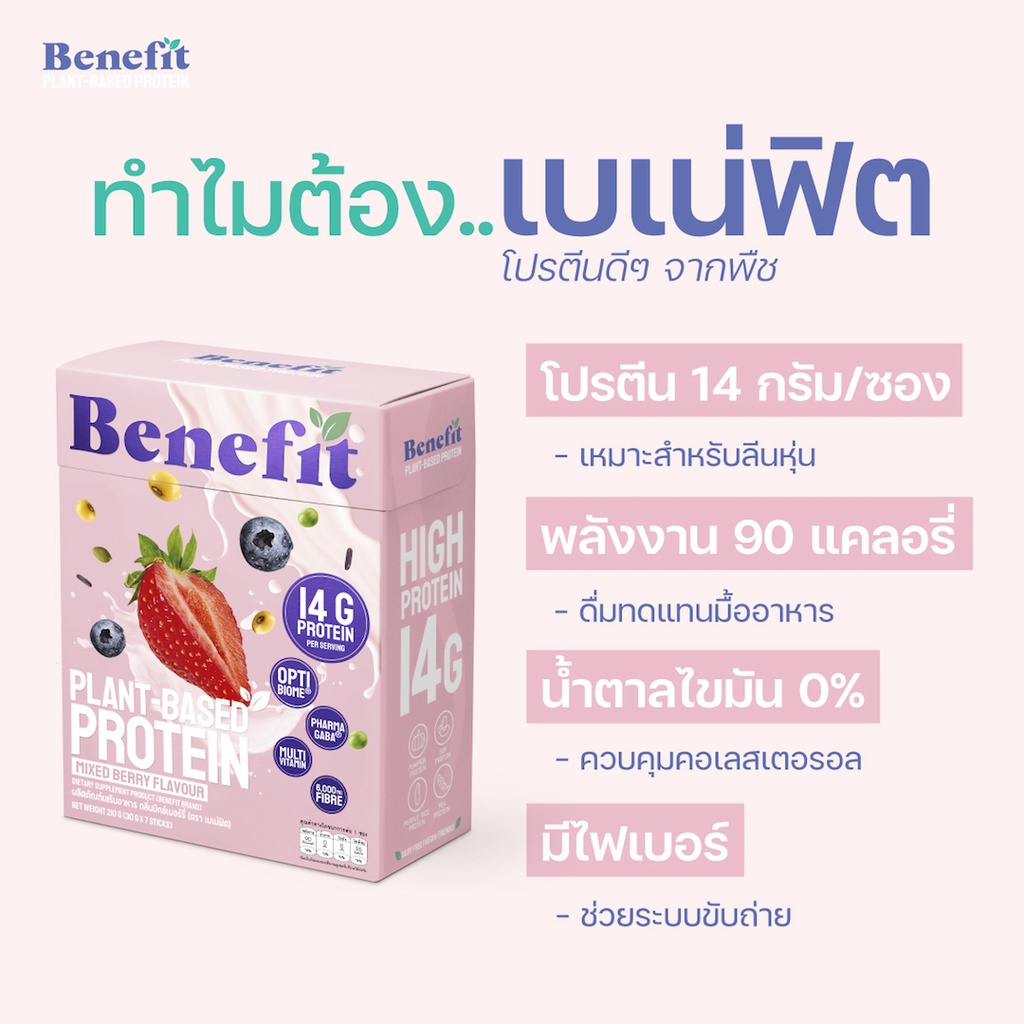ภาพสินค้าโปรตีนจากพืช 2 กล่อง : โปรตีนลีน ไขมันน้ำตาล 0% เบเน่ฟิต Plant Protein โปรตีนสูง จากร้าน benefit_protein บน Shopee ภาพที่ 8