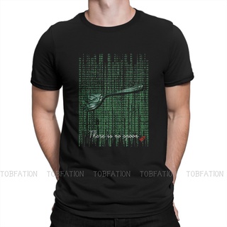 เสื้อยืดวินเทจเสื้อยืดลําลอง ผ้าฝ้าย แขนสั้น คอกลม พิมพ์ลาย The Matrix Neo Film Have Have no Spoon by Neo ขนาดใหญ่ สไตล์