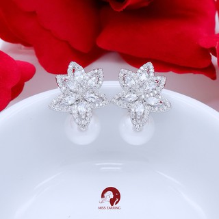 Miss Earring ต่างหูเพชรไข่มุก Miracle Pearl Earrings สวยหรู ใส่แล้วไม่แพ้ เพชร Cz  อะไหล่เงิน