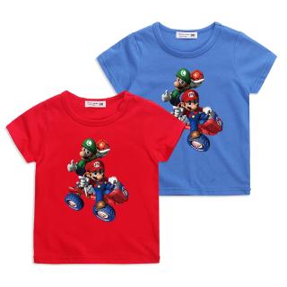 สินค้า Super Mario เสื้อยืดเด็กทารกแขนสั้นผ้าฝ้ายเด็ก 10 สีการ์ตูนซูเปอร์มาริโอ