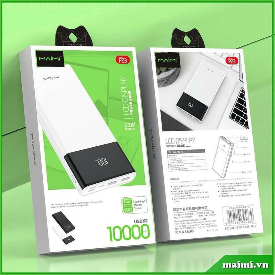 แบตสำรอง-แท้-100-maimi-p23-power-bank-10000mah-แบตมือถือ-แบตสำรองของแท้-แบตเตอรี่สำรอง-แท้-ไฟแสดงสถานะเป็นดิจิตอล