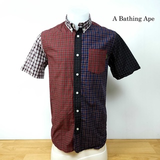 เสื้อเชิ้ต A Bathing Ape อก 42 สไตร์ผ้าต่อ สภาพใหม่