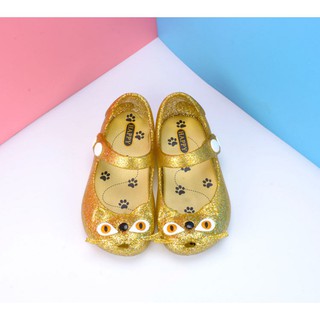 สินค้า รองเท้าที่น่ารักเยลลี่การ์ตูนฟุตรองเท้าแตะแมวเด็กหญิงสีทองขนาดเล็ก21-32