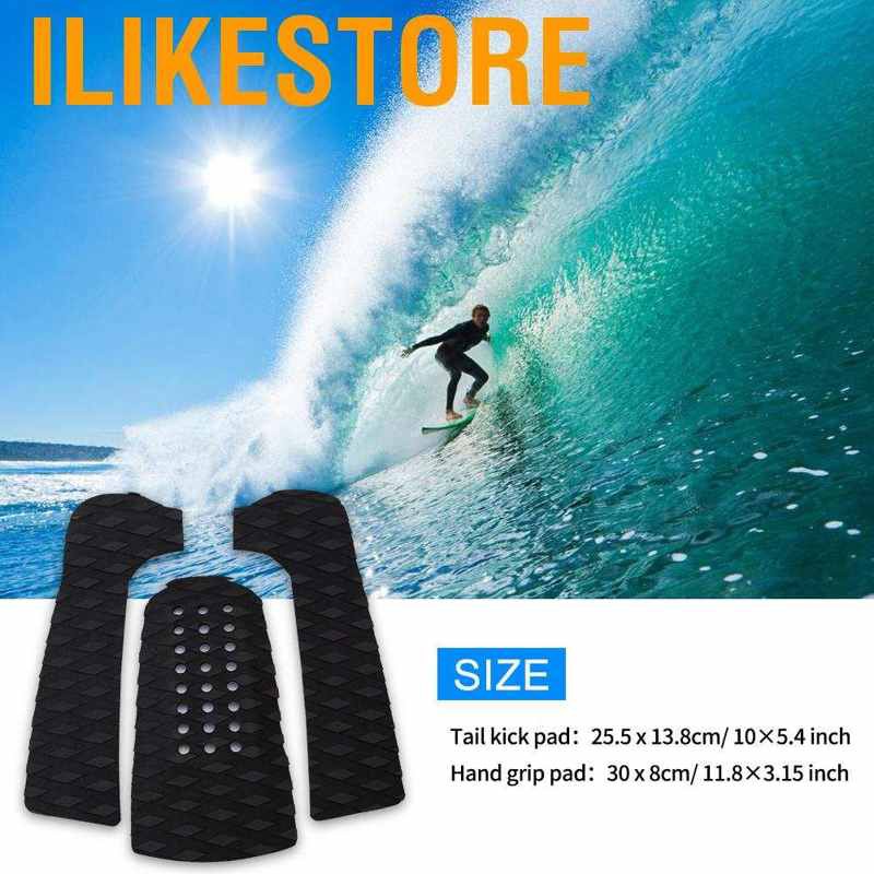 ภาพหน้าปกสินค้าIlikestore 3pcs EVA Surfing Board Tail Pads Surfboard Deck Grips Traction Surf Longboard Anti Slip Pad for Kayak Fishing Boat