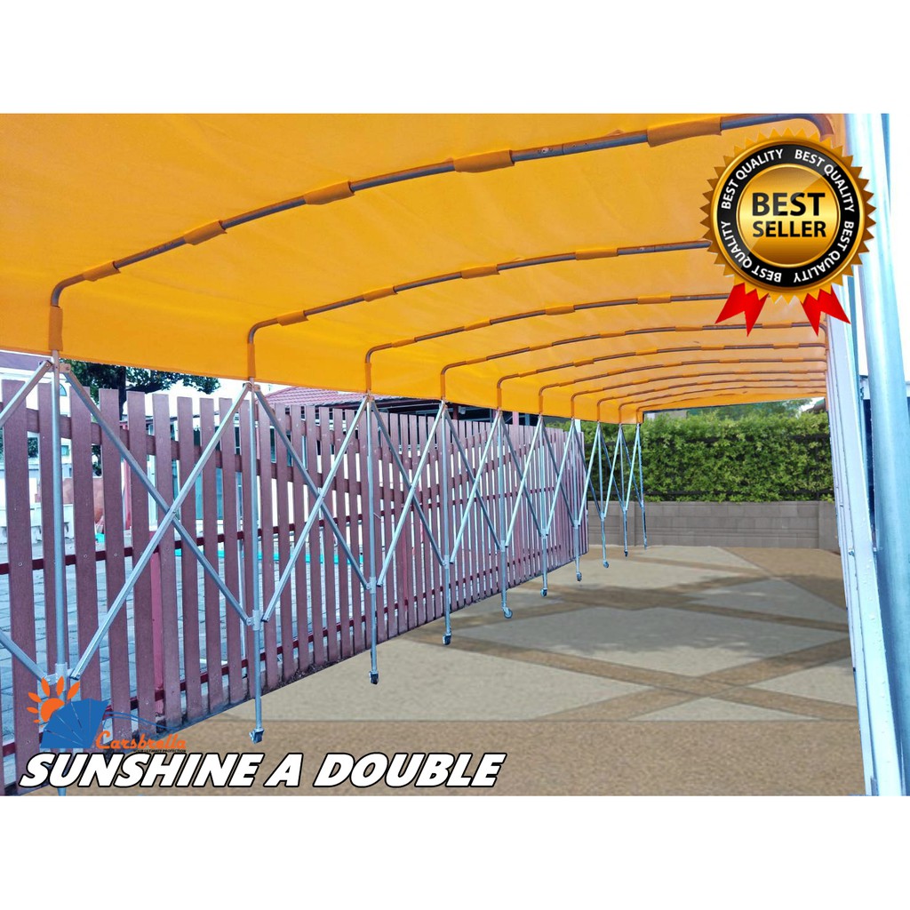 โรงจอดรถสำเร็จรูป-carsbrella-รุ่น-sunshine-a-double-สำหรับจอดรถยนต์ขนาดเล็ก-ใหญ่-จอดได้-2-3-คัน