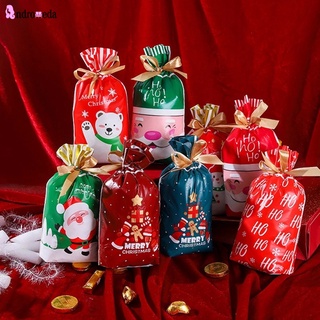 10Pcs Assorted Styles Christmas Gift Wrapping Bags Goody Pouches for Party Favor Supplies