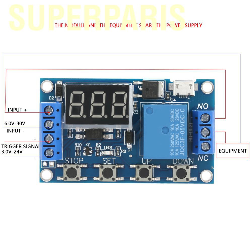 ภาพหน้าปกสินค้าSuperparis DC 5-30V LED Display Delay On/Off Relay Module Trigger Cycle Timer Switch จากร้าน superparis.th บน Shopee